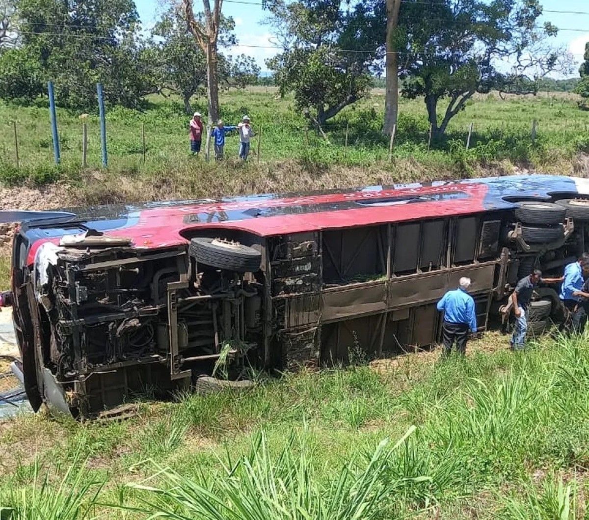 10 passageiros ficam feridos após tombamento de ônibus em MT