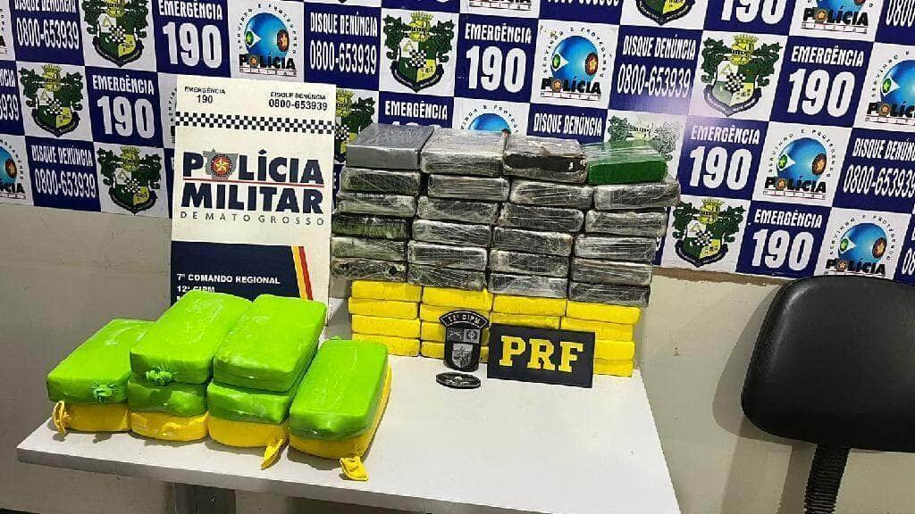 pm e prf prendem homem com 53 quilos de cocaina em barra do bugres