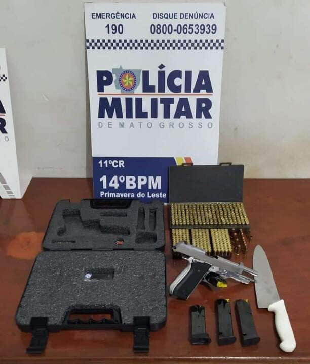 policia militar apreende armas de fogos e prende suspeito em primavera do leste