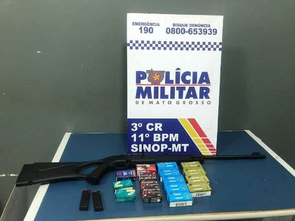 suspeito de violencia domestica e preso pela pm com rifle e 771 municoes em sinop