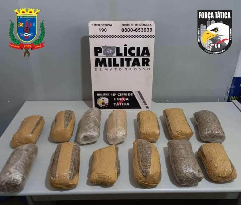 forca tatica apreende 13 tabletes de maconha e prende suspeito por trafico