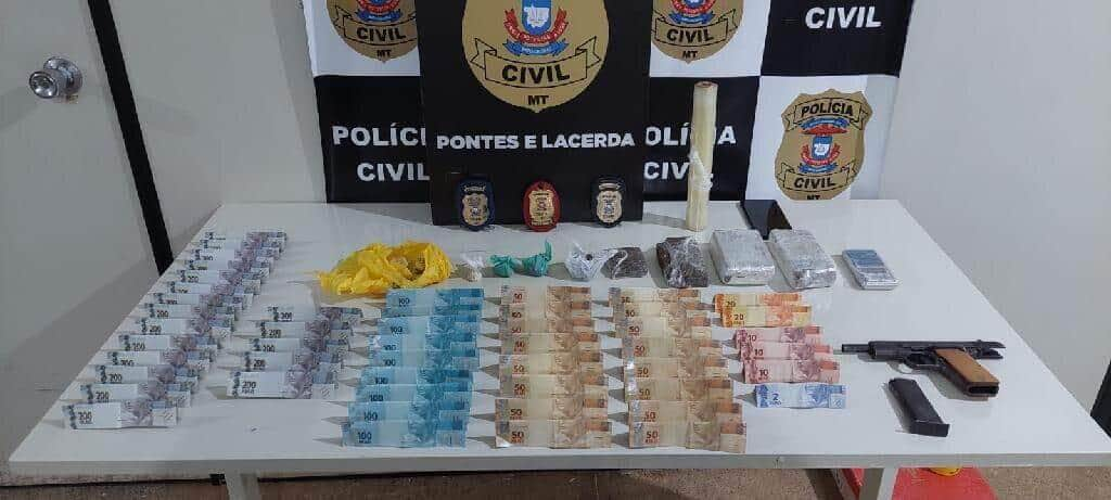 traficante e preso em flagrante com r 5 5 mil e arma de fogo em pontes e lacerda