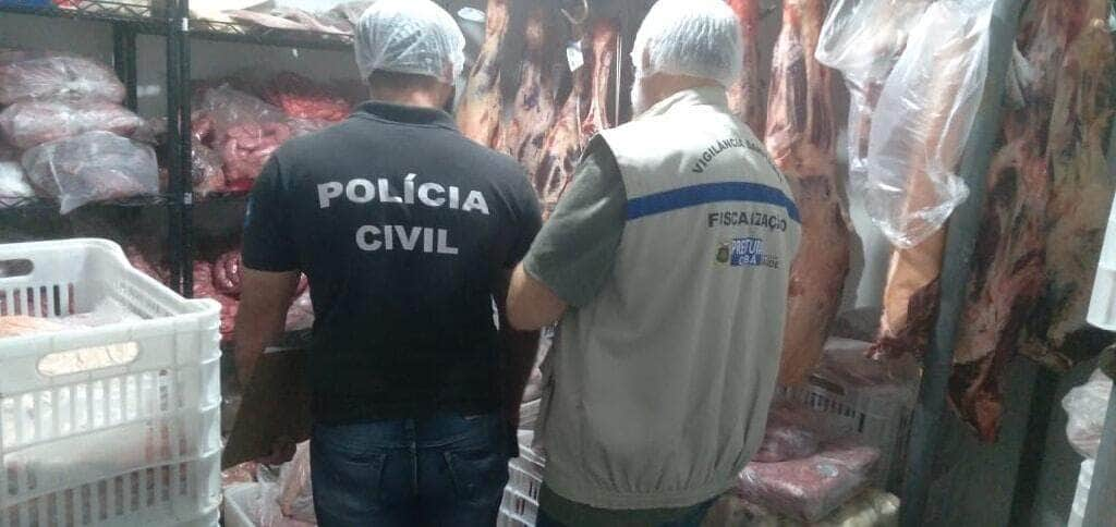 policia civil e vigilancia sanitaria apreendem mais de 825 kg de carne impropria para consumo em acougue da capital