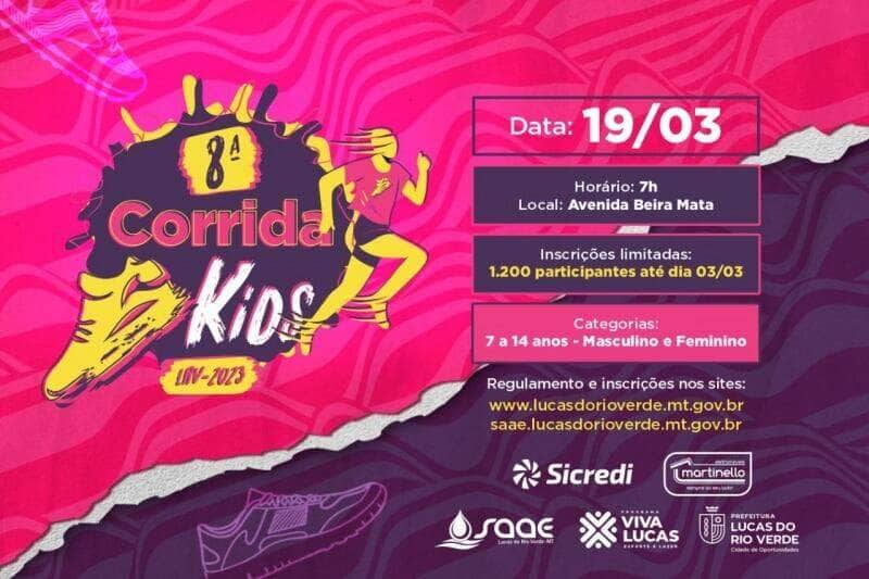 inscricoes para a 8ª corrida kids de lucas do rio verde ja estao abertas