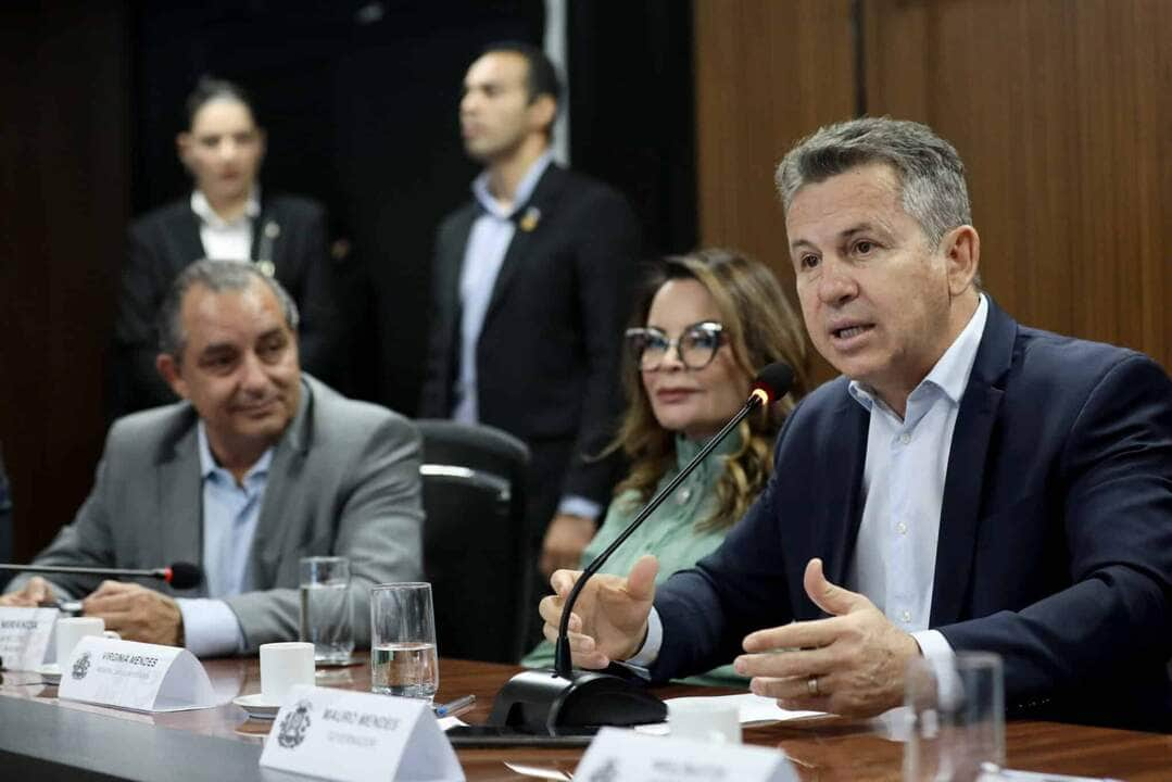 O governador Mauro Mendes durante o lançamento da FIT Pantanal