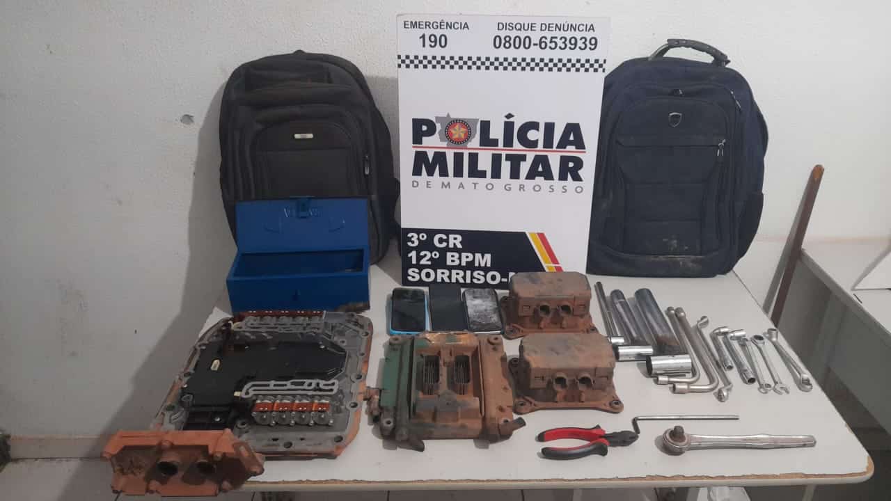 Polícia Militar recupera módulos de caminhões e prende furtadores