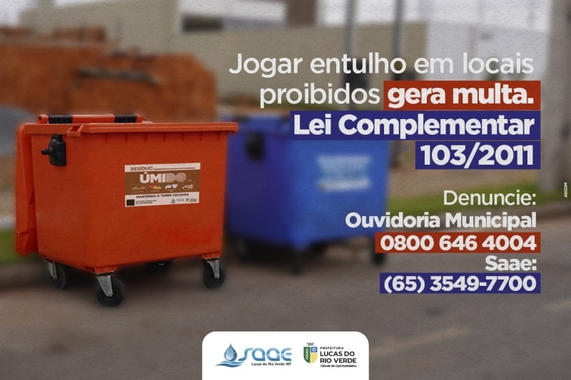 saae reforca a necessidade do descarte correto de residuos nos contentores
