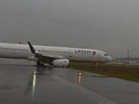 Aeroporto de Florianopolis e fechado apos aeronave com 172 passageiros derrapar na pista