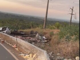 Vídeo mostra caminhão destruído após acidente na Serra dos Parecis