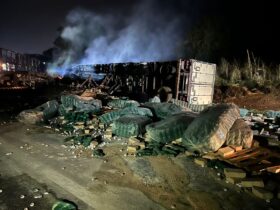 Caminhão explode após colisão na BR-163 em Várzea Grande