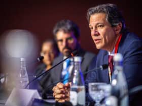 12/10/2023, O ministro da Fazenda, Fernando Haddad, durante reunião do FMI em Marrocos. Foto:Diogo Zacarias/MF