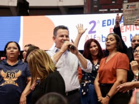 O governador Mauro Mendes durante o evento