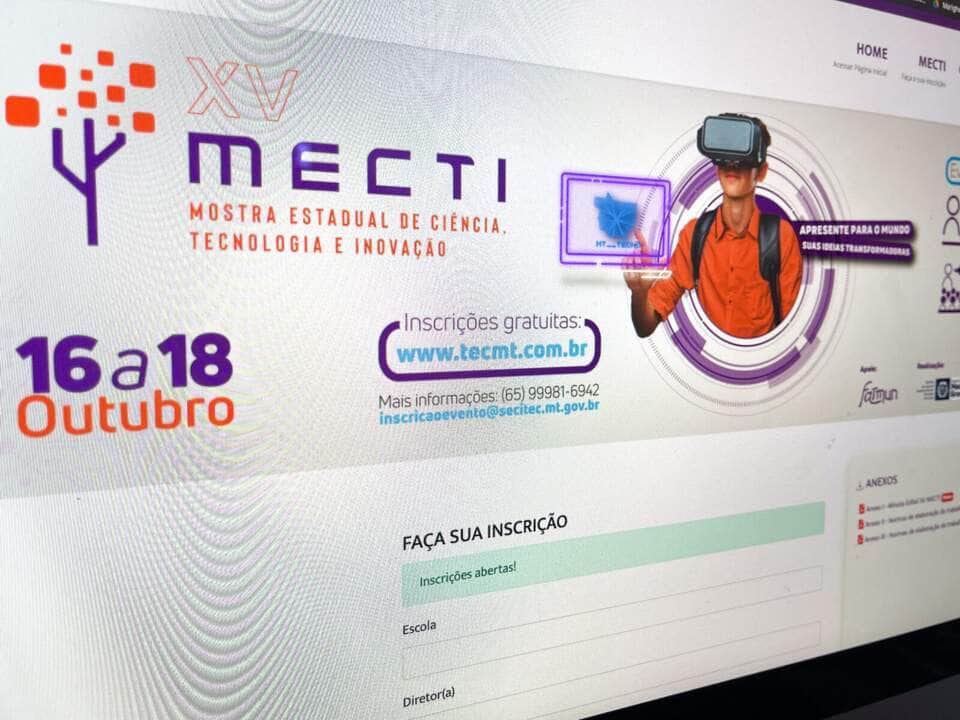 Site oficial onde os estudantes devem encaminhar os projetos desenvolvidos nas escolas. - Foto por: Seciteci-MT