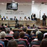 A assinatura ocorreu no auditório da Sede das Promotorias de Justiça, em Cuiabá.  - Foto por: Mayke Toscano/Secom-MT