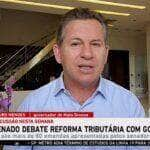 O governador Mauro Mendes durante a entrevista