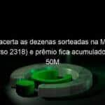 ninguem acerta as dezenas sorteadas na mega sena concurso 2318 e premio fica acumulado em r 50m 990623