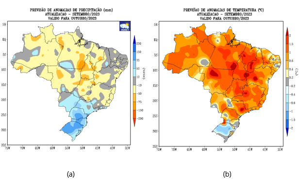 Novo mês será marcado por chuva acima da média no centro-sul do país e abaixo nas regiões Norte e Nordeste