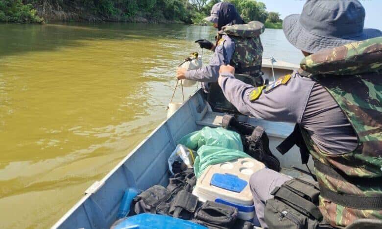A intensificação da fiscalização, por terra e água, é parte dos esforços contínuos da Sema-MT para proteger a fauna aquática durante o período de “subida do peixe”.               Crédito - Sema-MT