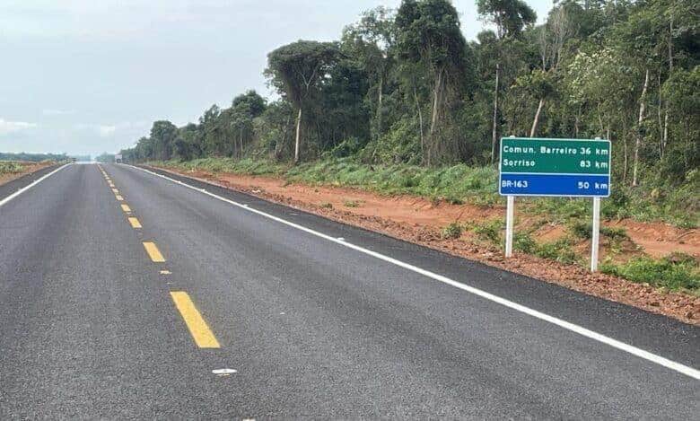 Asfalto novo na MT-487 - Foto por: Fiscalização/Sinfra-MT
