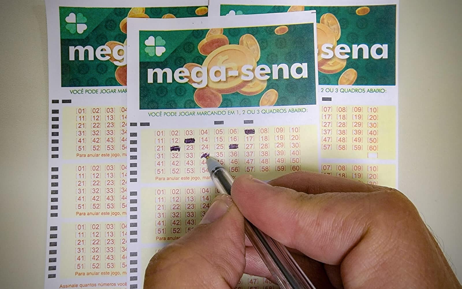 Volantes da Mega Sena sendo preenchidos para apostas em casas lotéricas da Caixa. Foto: Rafa Neddermeyer/Agência Brasil/Arquivo