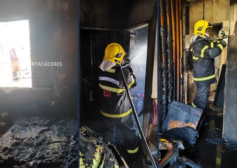 Casa é consumida por chamas após explosão de celular durante a madrugada de Mato Grosso
