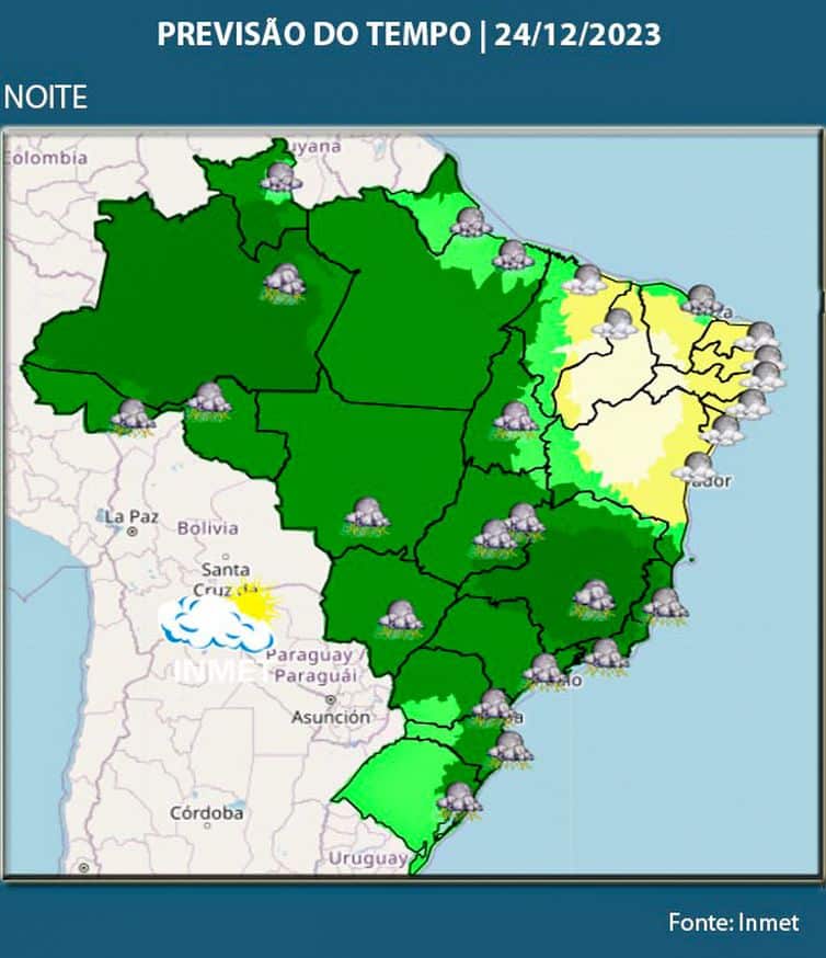 Brasília (DF) 23/12/2023 – Noite de Natal pode ser chuvosa na maior parte do país Arte Agência Brasil