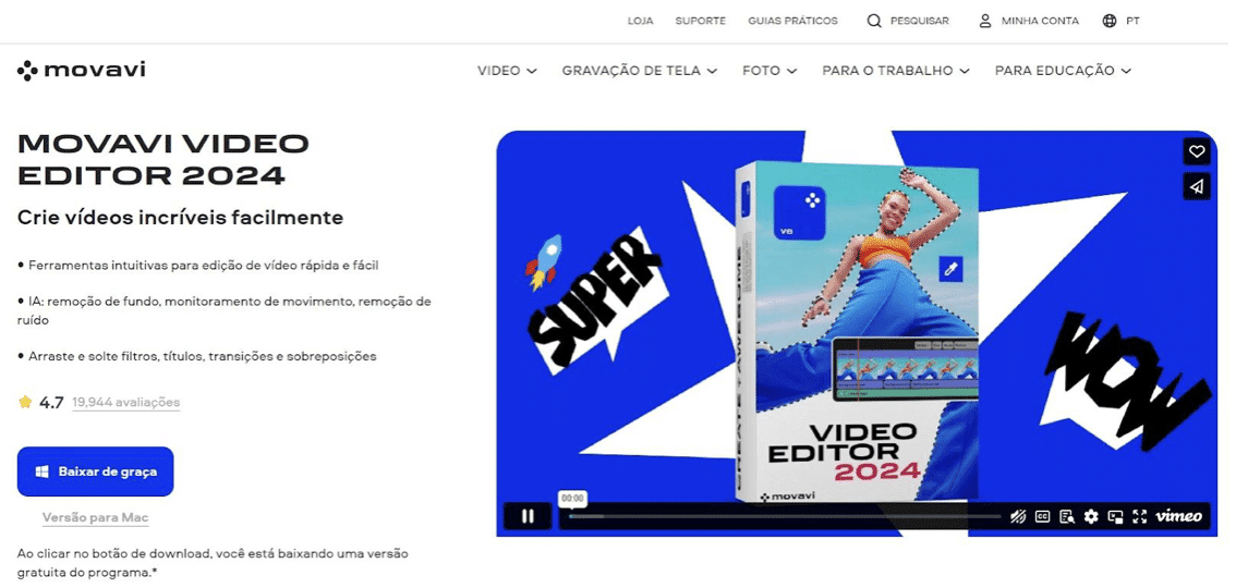 Os 6 principais programas para fazer um vídeo com fotos e música 2 Movavi Video Editor 2024