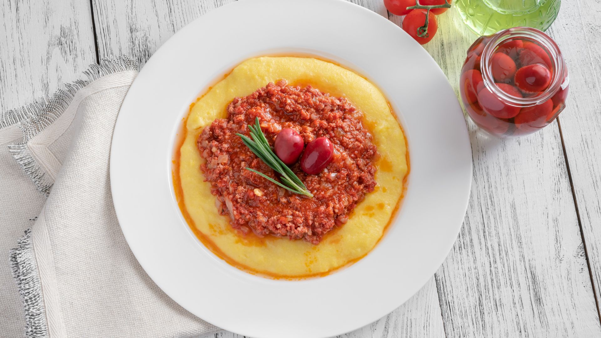 Polenta com carne moída