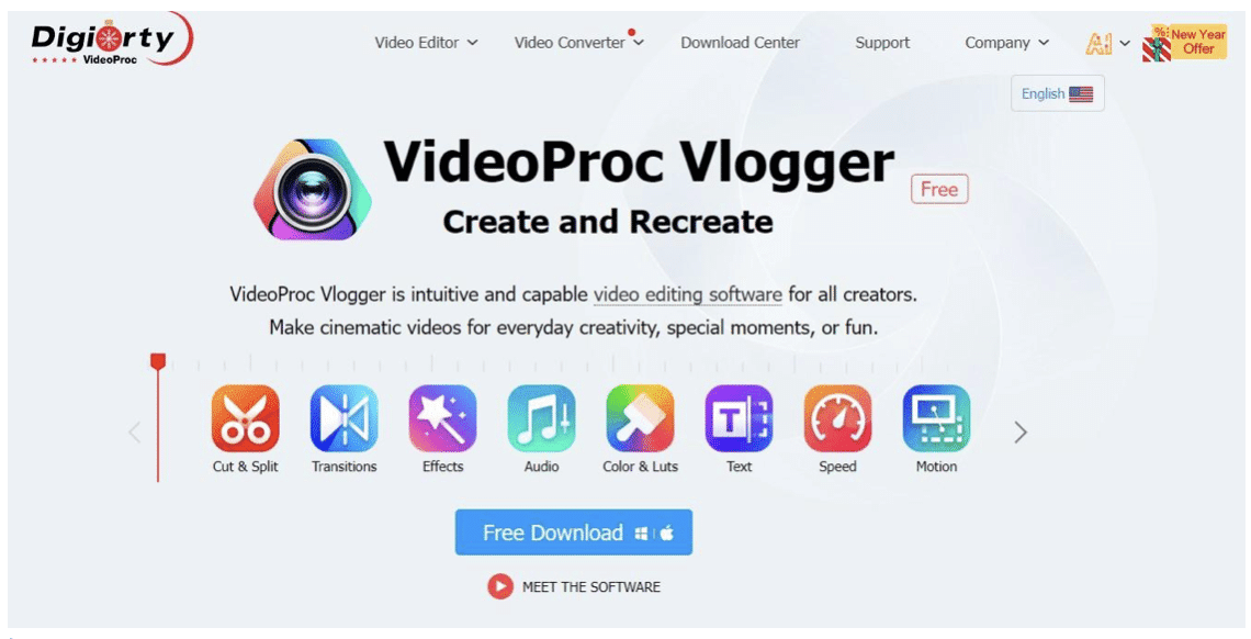Os 6 principais programas para fazer um vídeo com fotos e música 3 VideoProc Vlogger