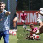 Bragantino x Palmeiras duelam nesta quarta (31) pelo Paulistão; onde assistir ao vivo. Foto: Ari Ferreira/RBB e Cesar Greco/Ag. Palmeiras