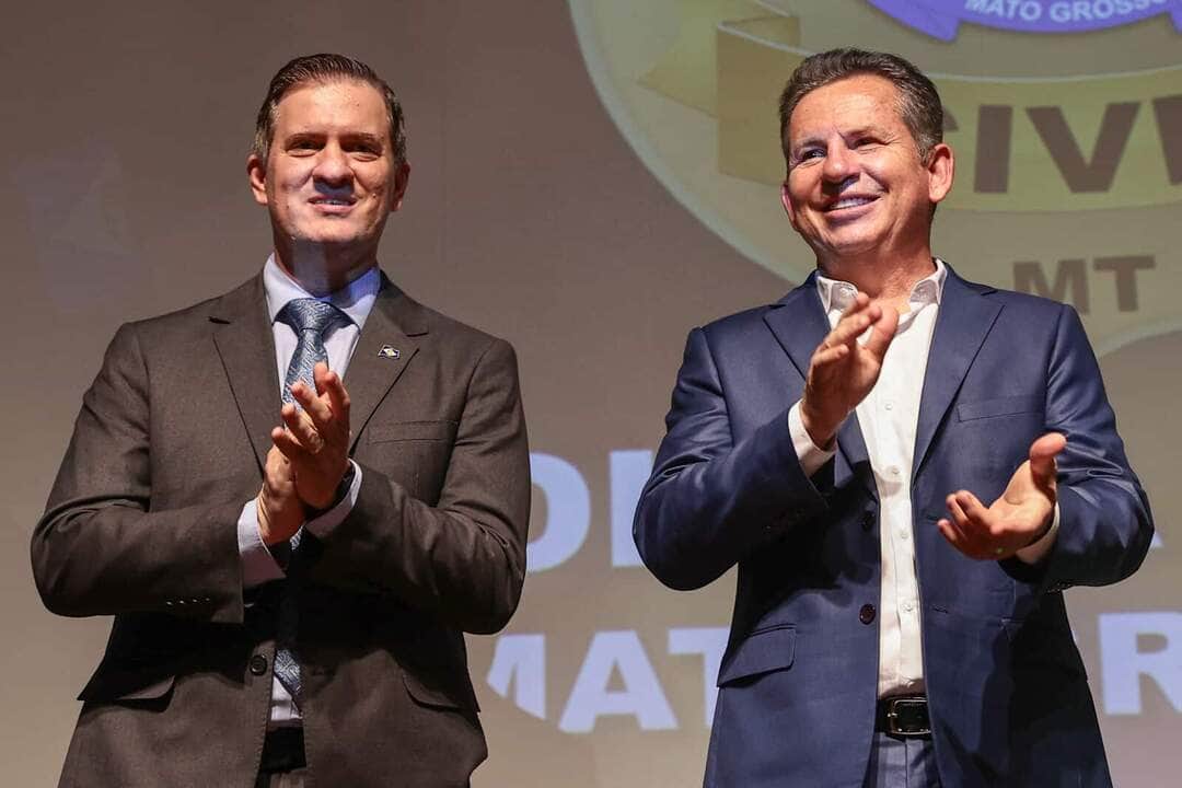 Governador Mauro Mendes e o secretário de Estado de Segurança Pública, César Roveri. Crédito - Mayke Toscano/Secom-MT