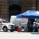 São Paulo SP 12/11/2023 Alta temperatura no Vale do Anhangabau com termometro marcando 39 garus. Foto: Paulo Pinto/Agência Brasil