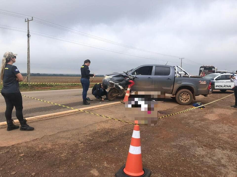 Mulher de 19 anos morre em acidente entre motocicleta e picape em Sorriso (MT)