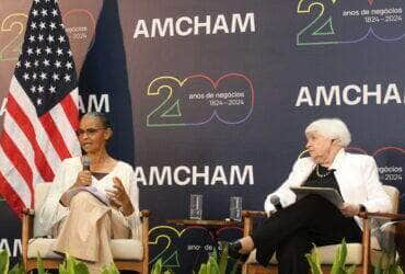 São Paulo (SP), 27/02/2024 - A ministra do Meio Ambiente e Mudança do Clima, Marina Silva, e a secretária do Tesouro dos Estados Unidos, Janet Yellen, participam de encontro da Câmara Americana de Comércio - Amcham Brasil, na Sala São Paulo, em Campos Elísios. Foto: Rovena Rosa/Agência Brasil