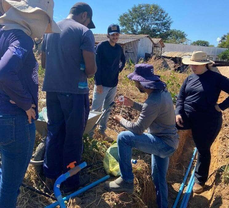 Linhas de tubo gotejadores por linha de plantas - Foto por: Arquivo/Pesquisador