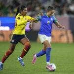 San Diego, California,25/02/2024 A seleção brasileira feminina se classificou para a fase eliminatória da Copa Ouro ao vencer a Colômbia por 1 a 0, na madrugada deste domingo, Foto Ray Acevedo-USA TODAY Sports