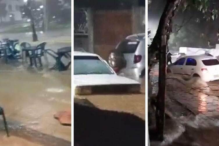 Forte chuva causa alagamentos em Chapada dos Guimarães