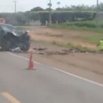Colisão frontal entre carro e caminhonete na BR-163 deixa três feridos em Lucas do Rio Verde
