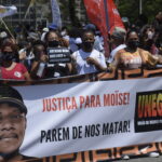 Ato em memória de Moïse Kabagambe, congolês morto em um quiosque na Barra da Tijuca, no Rio de Janeiro Por: Tomaz Silva/Agência Brasil