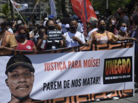 Ato em memória de Moïse Kabagambe, congolês morto em um quiosque na Barra da Tijuca, no Rio de Janeiro Por: Tomaz Silva/Agência Brasil