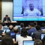 Brasília (DF) 26-03-2024 Sessão da CCJ da Câmara dos Deputados que votaria a prisão do deputado chiquinho Brazão. Foi pedido vistas. ( Deputado Chiquinho Brazão que está preso na Papuda fala aos Deputados da CCJ). Foto Lula Marques/ Agência Brasil