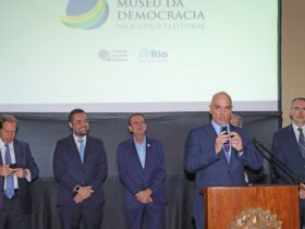 O presidente do TSE, Alexandre de Moraes, durante lançamento da pedra fundamental do Museu da Democracia no RJ. Foto: Luiz Roberto/Secom/TSE