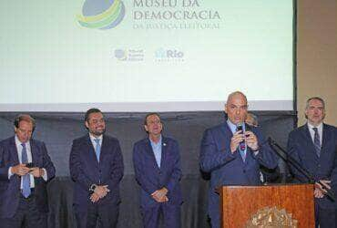 O presidente do TSE, Alexandre de Moraes, durante lançamento da pedra fundamental do Museu da Democracia no RJ. Foto: Luiz Roberto/Secom/TSE