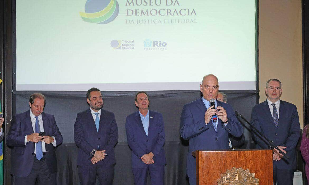 O presidente do TSE, Alexandre de Moraes, durante lançamento da pedra fundamental do Museu da Democracia no RJ. Foto: Luiz Roberto/Secom/TSE