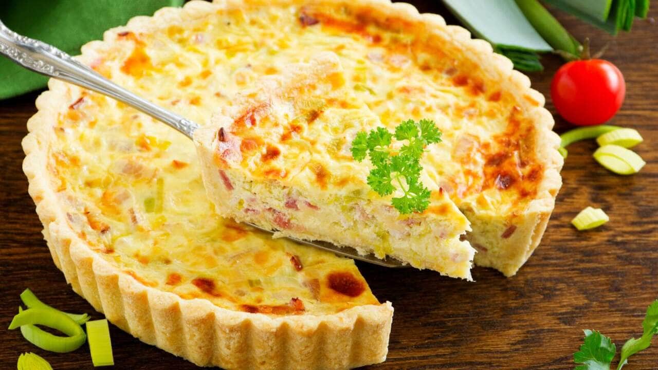 Quiche de queijo com presunto