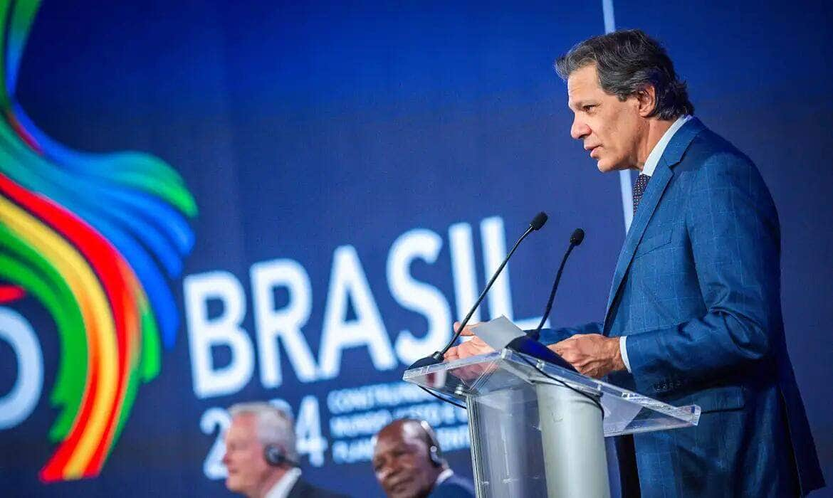 17/04/2024- O ministro da Fazenda, Fernando Haddad, durante reunião G20 Brazil em Washington: Evento na U. S Chamber of Commerce. Foto: Diogo Zacarias/MF