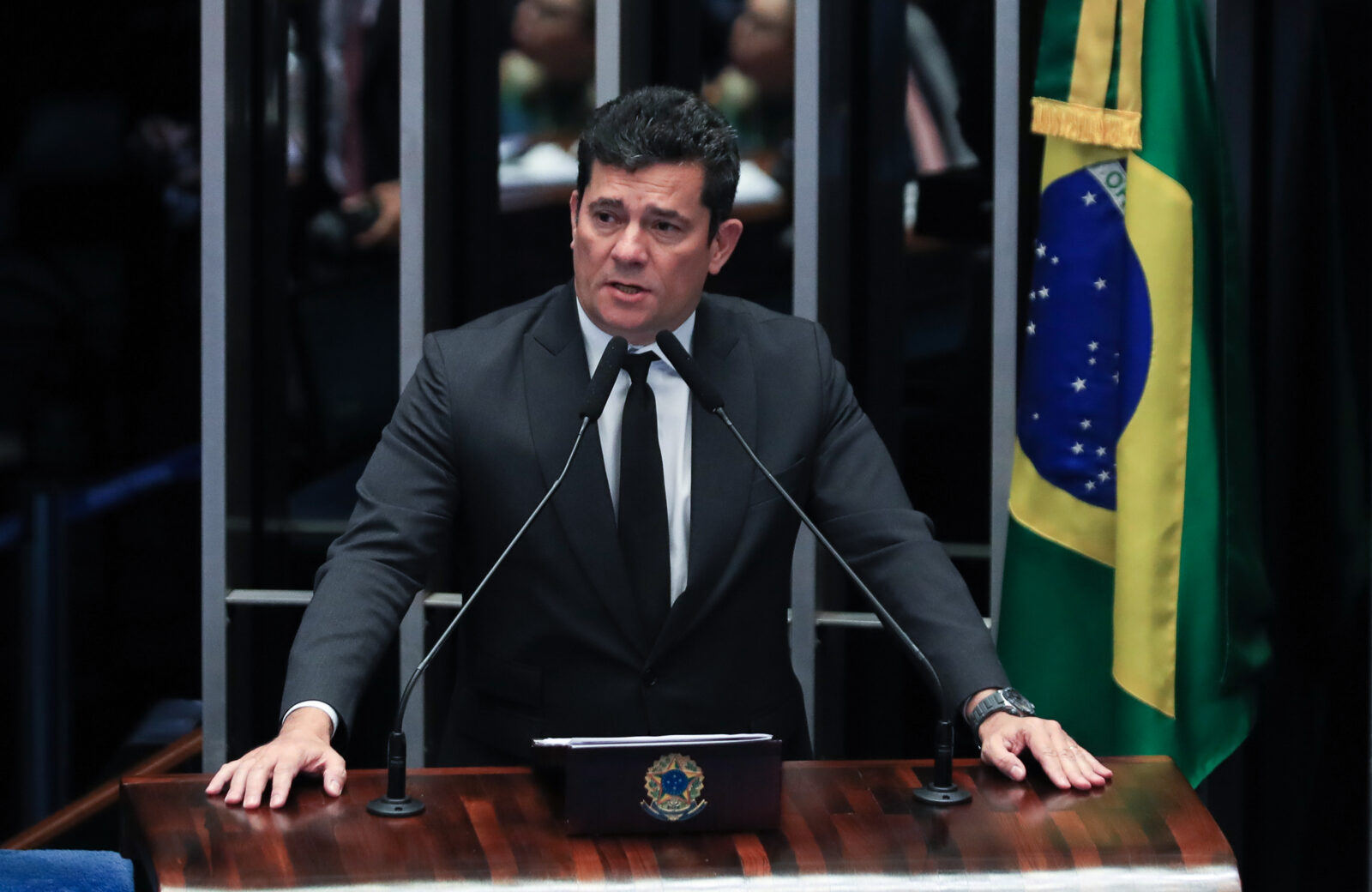 Brasília (DF) 22/03/2023Senador, Sergio Moro, durante discurso na tribuna do senado onde falou sobre atentado contra ele e sua família. Por: Lula Marques/ Agência Brasil