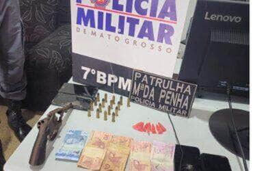 Suspeito de porte ilegal de arma é preso e apontado como coautor de homicídio em Nobres