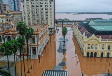 Porto Alegre, 03/05/2024, Prefeitura de Porto Alegre a esquerda e o Mercado Municipal a direita, alagados, após chuva intensa. Foto: Gilvan Rocha/Agência Brasil