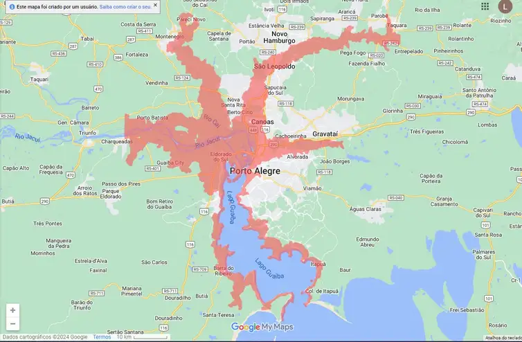 Cheia do Guaíba coloca Porto Alegre em alerta de mais inundação. Foto: Defesa Civil RS/Divulgação